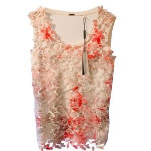 ELIE TAHARI INTRICATE ORCHID LACE TANK TOP FIRM